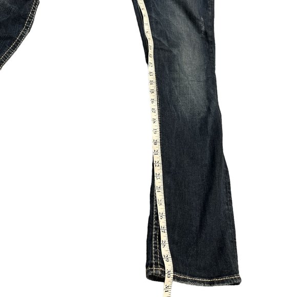 SILVER JEANS SUKI Mid Rise Size W31 L 30 Big Stitching Raw Hem 5 Pockets - Picture 9 of 12